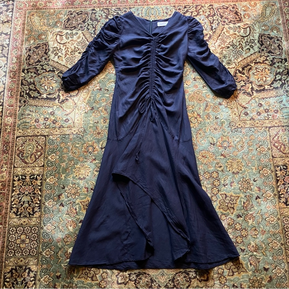 Annacoco Navy Organic Cotton Ruched Dress